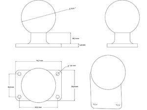 RAM Mounts obdĺžnikový adaptér s rozstupom 63,5x38,1 mm s 2,25"guľovým čapom, RAM-D-202U-23