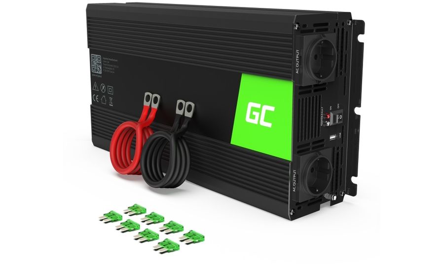 Napájací menič Green Cell 12V na 230V, 1500W/3000W, modifikovaná sínusoida