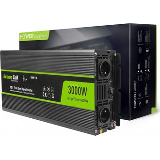 Napájací menič Green Cell 12V na 230V, 3000W/6000W, čistá sínusoida