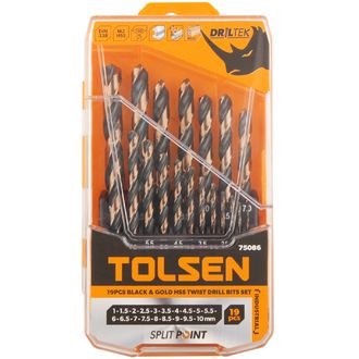 TOLSEN Sada vrtákov HSS DIN338, 19 ks