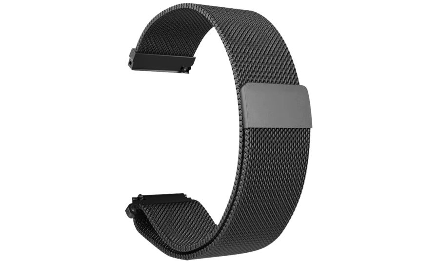 Univerzálny náhradný kovový remienok s magnetickým zapínaním, milánske ťahanie, 22 mm, čierny