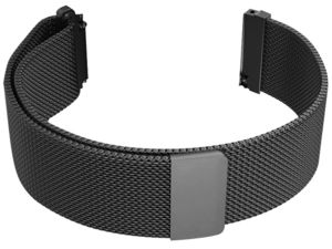 Univerzálny náhradný kovový remienok s magnetickým zapínaním, milánske ťahanie, 22 mm, čierny
