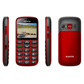 Aligator A870 Senior + nabíjací stojan, červená