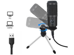 Kondenzátorový mikrofón s USB a statívom