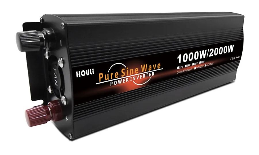 Napájací menič HOULI 12V na 230V, 1000W/2000W, čistá sínusoida