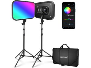 Neewer RGB168 stojanová súprava, sada 2x permanentné foto svetlo 18,3" RGB panel, 144x RGBWW LED, 60W