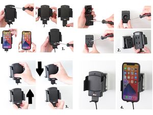 Brodit držiak s bezdrôtovým nabíjaním Qi 15W, nastaviteľný, š 61-83 mm, hrúbka 6-11 mm, skryté nabíjanie