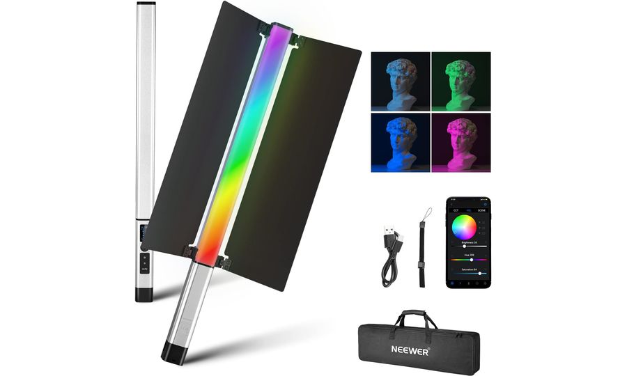 Neewer CL124 RGB permanentná ručná svetelná lišta, 112x biela + 60x RGB LED, 16W, 5/8" závit