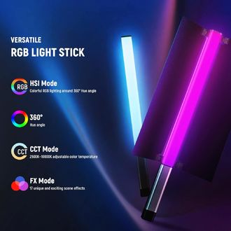 Neewer CL124 RGB permanentná ručná svetelná lišta, 112x biela + 60x RGB LED, 16W, 5/8" závit