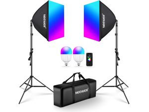 Neewer NK800 softbox stojanová súprava, sada 2x trvalých RGB LED fotografických svetiel, 2x softbox, 2x 26W LED