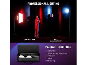 Neewer NK800 softbox stojanová súprava, sada 2x trvalých RGB LED fotografických svetiel, 2x softbox, 2x 26W LED