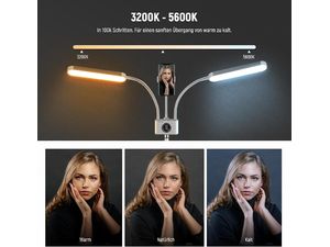 Neewer BH40B trvalé dvojramenné svetlo so stojanom, 210 LED, 36W, 5200lux, CRI 98+, diaľkové ovládanie