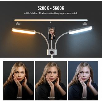 Neewer BH40B trvalé dvojramenné svetlo so stojanom, 210 LED, 36W, 5200lux, CRI 98+, diaľkové ovládanie