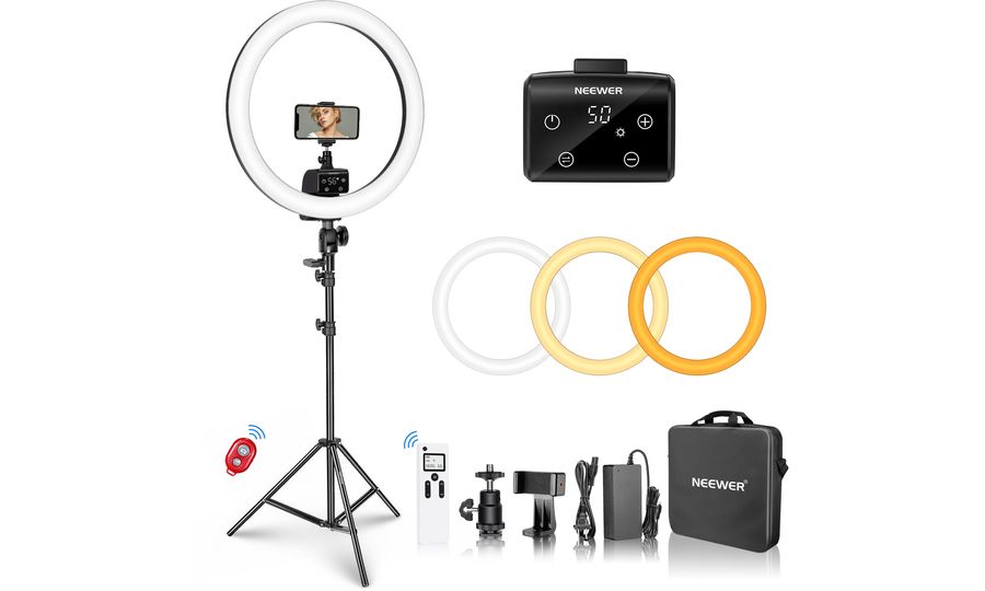Neewer SRP18 trvalé 18" kruhové svetlo so stojanom, 272 LED, 42W, 2540lux, CRI 95, diaľkové ovládanie