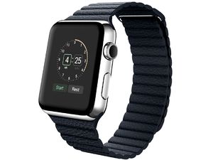 Mobilly remienok pre Apple watch 1-6 a SE, 40 mm, umelá koža, temne modrý