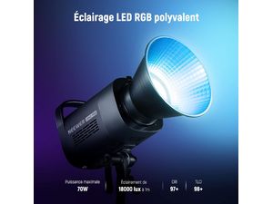Neewer CB60 RGB trvalé štúdiové svetlo, Bowens, 18000Lux/1m, 2700-6500K, CRI97+, 70W, COB LED, APP