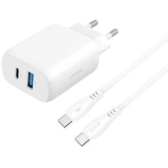 Sieťová nabíjačka Proove Silicone Power 2 30W (Type-C + USB) + kábel Type-C na Type-C 60W (1m)