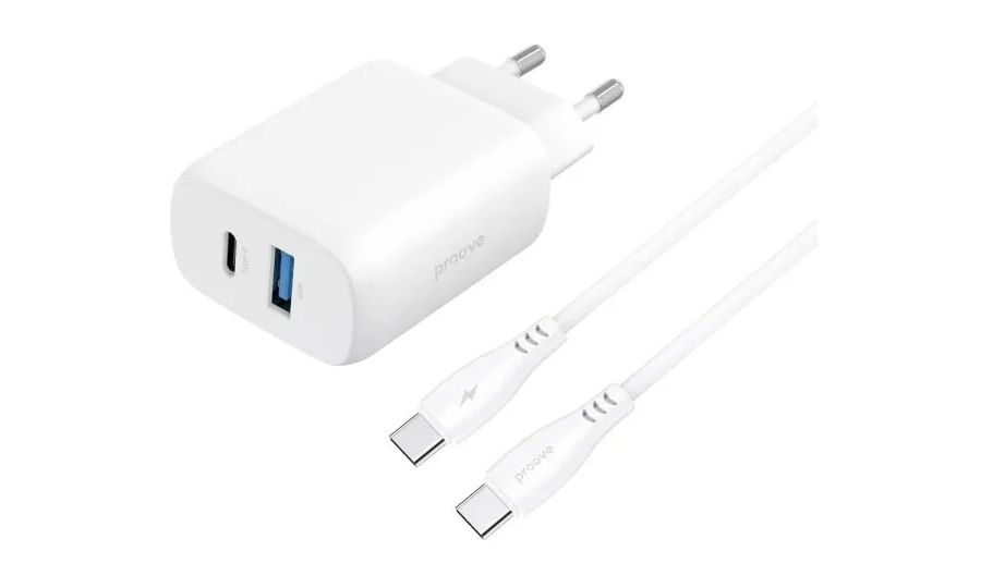 Sieťová nabíjačka Proove Silicone Power 2 30W (Type-C + USB) + kábel Type-C na Type-C 60W (1m)