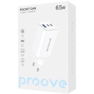 Sieťová nabíjačka Proove Pocket GaN 65W (2×Type-C + USB)