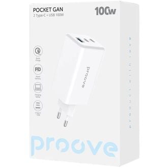 Sieťová nabíjačka Proove Pocket GaN Max 100W (2×Type-C + USB)