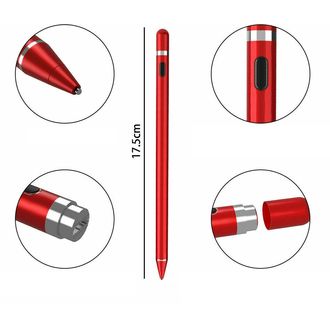 Aktívny stylus a dotykové pero 3v1 pre mobilné telefóny a tablety, červené