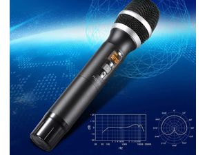 Hotec UHF bezdrôtové dva mikrofóny s prijímačom, dosah do 30 metrov, čierna