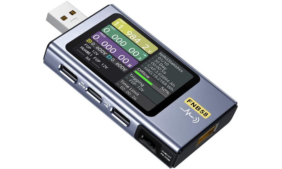FNIRSI FNB58 Bluetooth USB multimeter, USB tester s detekciou nabíjacieho protokolu