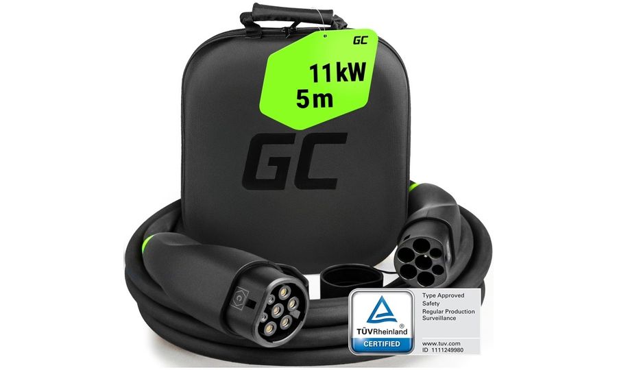 Nabíjací kábel Green Cell GC Snap pre elektrické vozidlá Type2 11kW 3x16A 5m