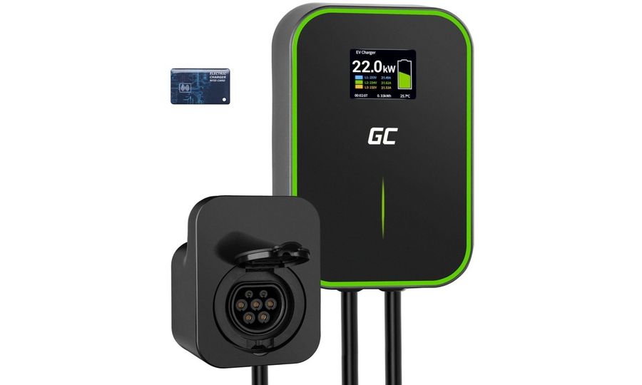 Green Cell Wallbox EV PowerBox 22kW RFID so zásuvkou typu 2