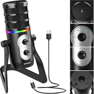 Neewer CM27 RGB svetlo, USB streaming a herný PRO mikrofón