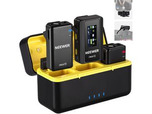 Neewer CM28 PRO, sada 2x bezdrôtový klopový mikrofón, prijímač a nabíjacia základňa