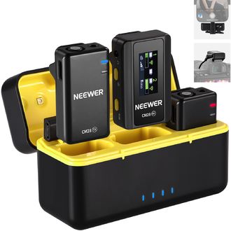 Neewer CM28 PRO, sada 2x bezdrôtový klopový mikrofón, prijímač a nabíjacia základňa