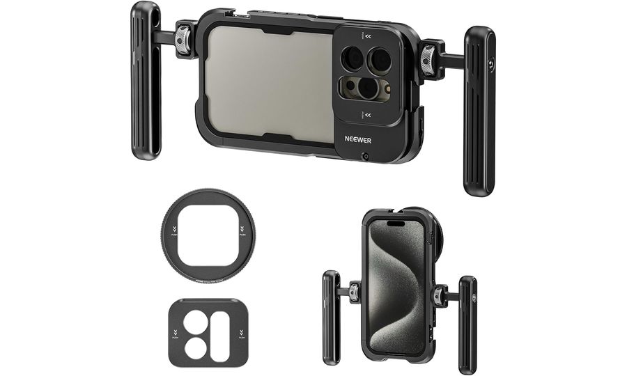 Neewer PA023k sada, ultra stabilizačná klietka + 2x rukoväť pre iPhone 15, 15 PRO