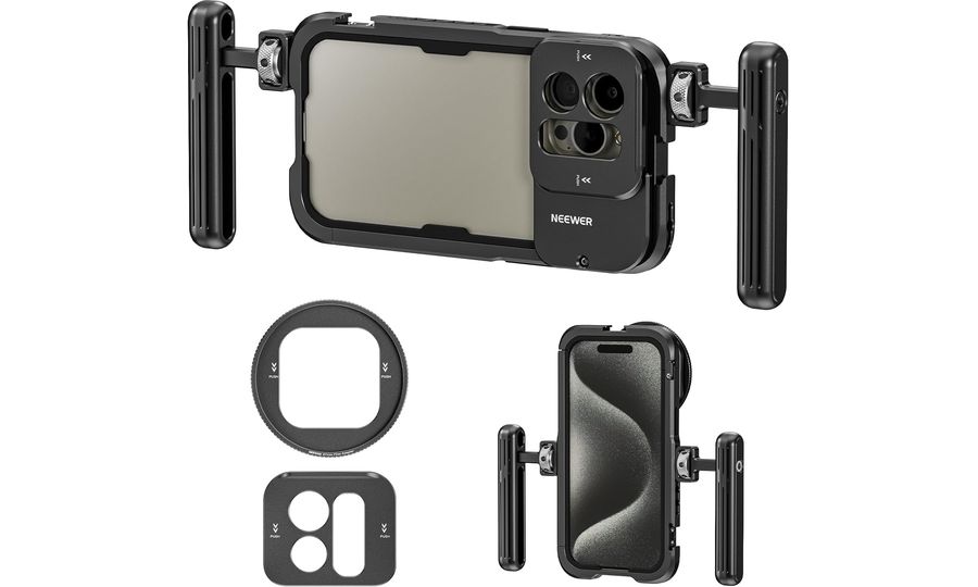 Neewer PA024k sada, ultra stabilizačná klietka + 2x rukoväť pre iPhone 15 MAX, 15 PRO MAX