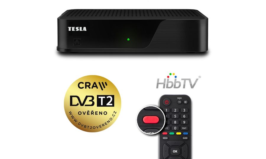 TESLA HYbbRID TV T200 prijímač T2 HEVC H.265 s HbbTV