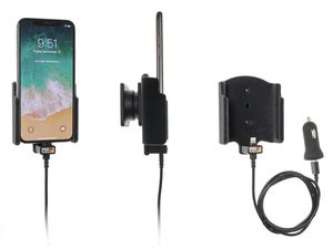 Brodit držiak do auta na Apple iPhone Xs/X bez puzdra, s nabíjaním z cig. zapaľovača/USB, zamat