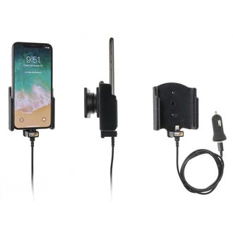 Brodit držiak do auta na Apple iPhone Xs/X bez puzdra, s nabíjaním z cig. zapaľovača/USB, zamat