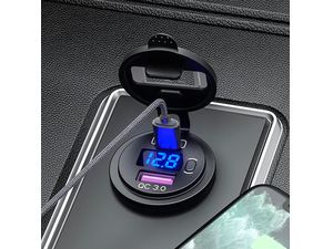 Vodotesná vstavaná nabíjačka s monitorom napätia, USB+USB-C, rýchle nabíjanie QuickCharge 3.0/PD30W