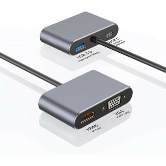 Mobilly 4v1 USB-C na HDMI, VGA, USB3.0 adaptér s napájaním 87W