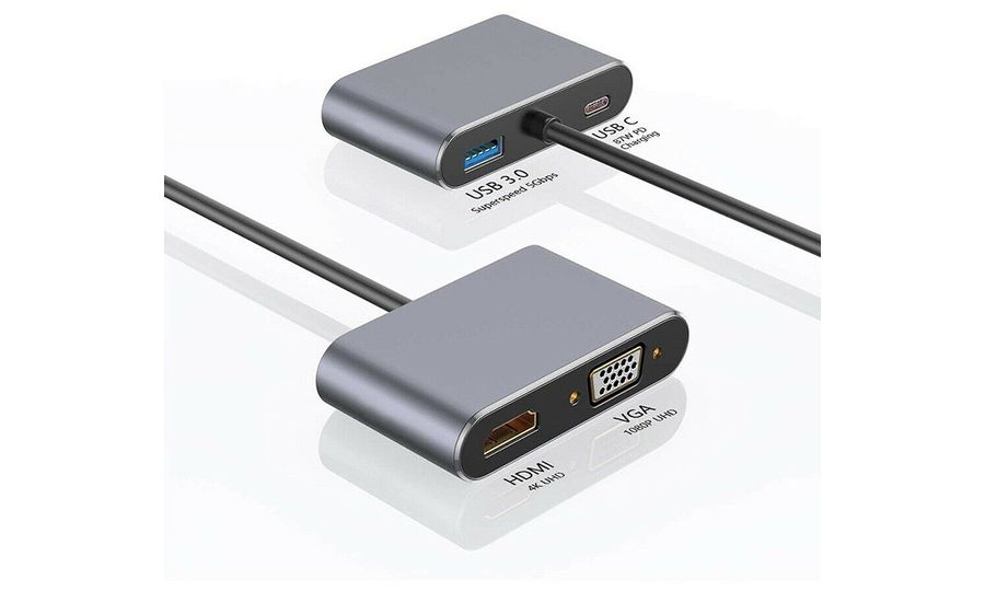 Mobilly 4v1 USB-C na HDMI, VGA, USB3.0 adaptér s napájaním 87W