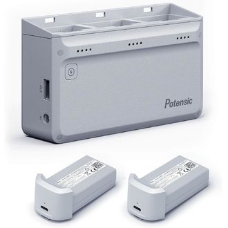 Potensic 3-polohová rýchlonabíjačka pre Atom 4K 60W More Power, sada so sieťovým adaptérom a 2x batériami