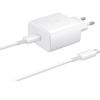 Cestovná rýchlonabíjačka Samsung USB-C s káblom, 45 W, biela, ekologické balenie