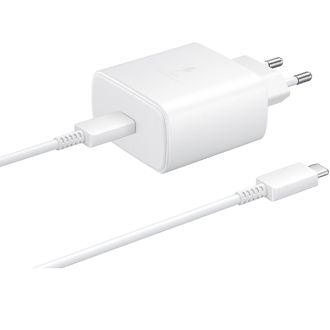 Cestovná rýchlonabíjačka Samsung USB-C s káblom, 45 W, biela, ekologické balenie