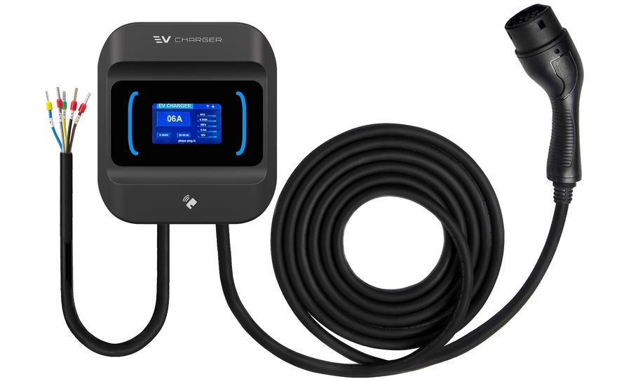 Nabíjacia stanica AUXUS Wallbox 22kW pre elektrické vozidlá, aplikácia, 5m kábel, APP+RFID, čierna