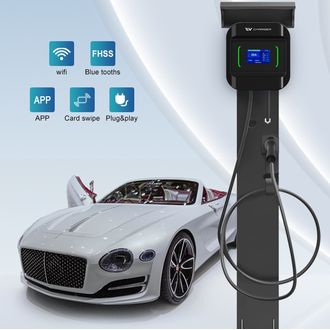 Nabíjacia stanica AUXUS Wallbox 22kW pre elektrické vozidlá, aplikácia, 5m kábel, APP+RFID, čierna