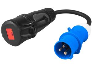 Zelený adaptér červený CEE 16A 400V na modrý CEE 16A 230V, IP44
