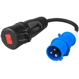 Zelený adaptér červený CEE 16A 400V na modrý CEE 16A 230V, IP44