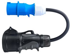 Zelený adaptér červený CEE 16A 400V na modrý CEE 16A 230V, IP44