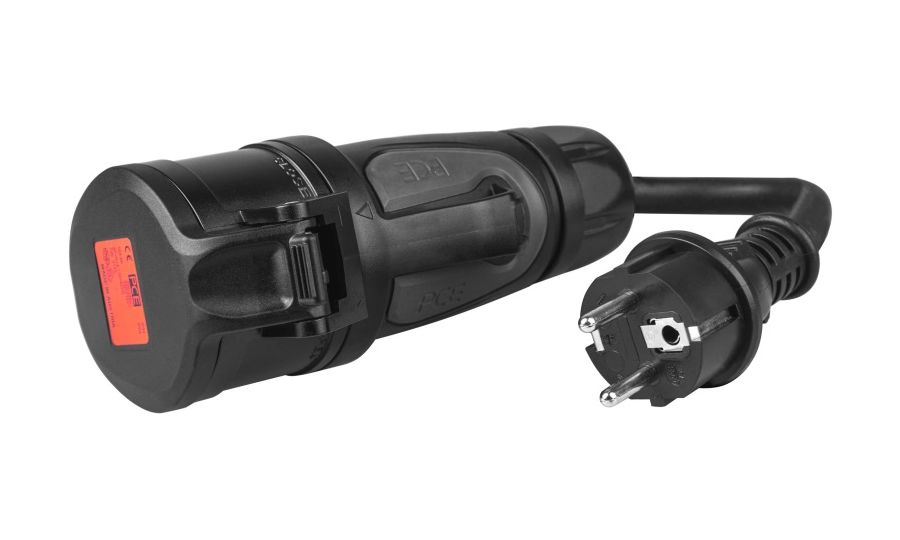 Zelený adaptér červený CEE 16A 400V na 230V Schuko, IP44
