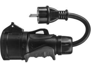 Zelený adaptér červený CEE 16A 400V na 230V Schuko, IP44